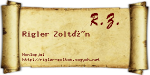 Rigler Zoltán névjegykártya